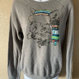 Gray Women's Fox Graphic Pullover Sweatshirt